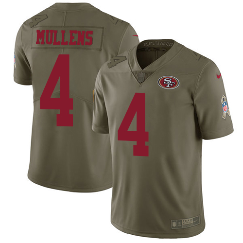 San Francisco 49ers Limited Olive Men Nick Mullens NFL Jersey #4 2017 Salute to Service